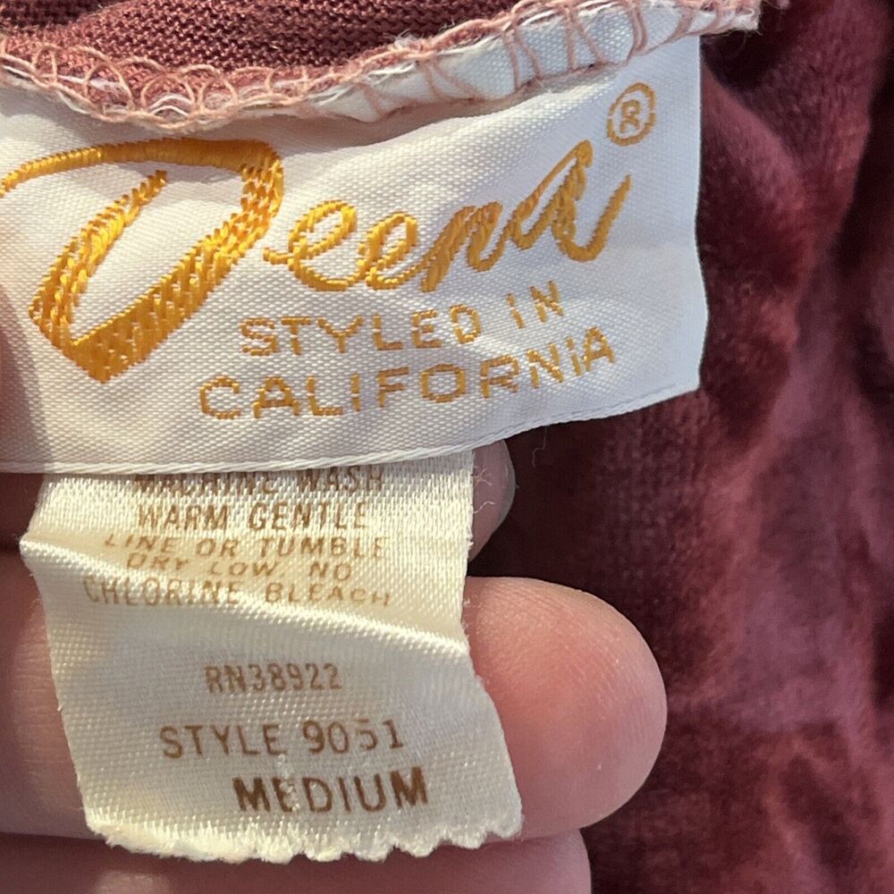Vintage Womens Velour Leisure suit Holiday Christmas outfit Suit Sz M Deena Cali - Picture 8 of 10
